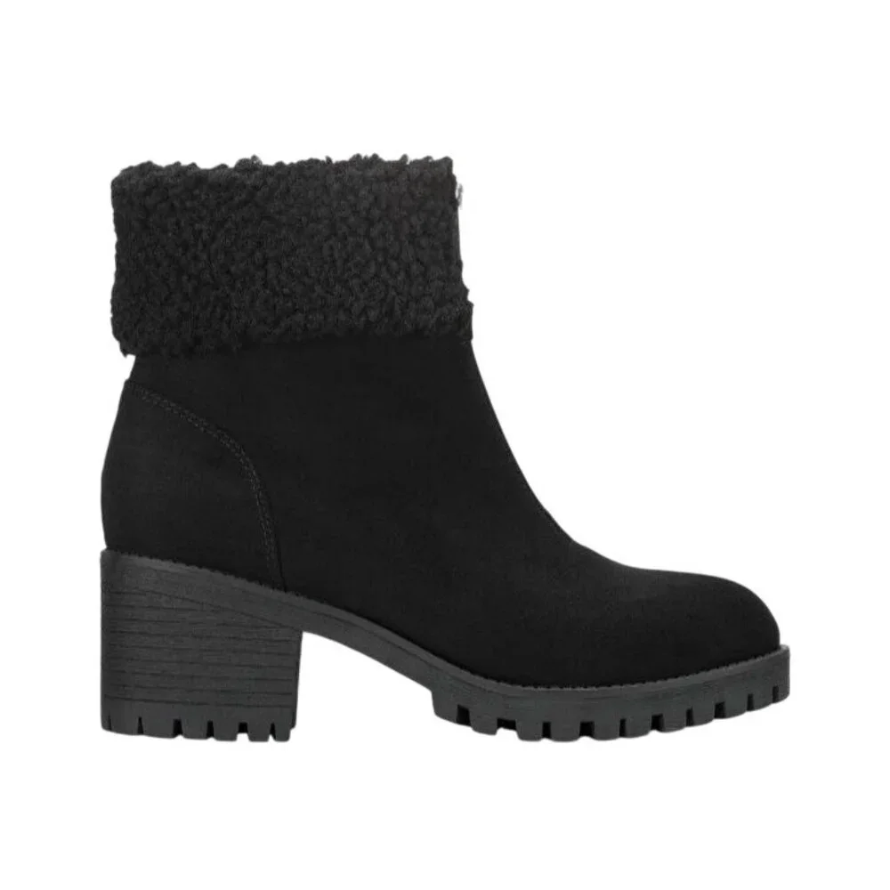 NEW Style &‎ Co Biancaa Faux Suede Lug Sole Booties Black Size 8.5 Front Zipper
